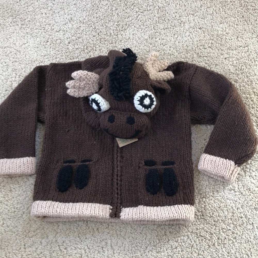 NWT! EARTH ragz kids size M brown zippered wool/cotton sweater